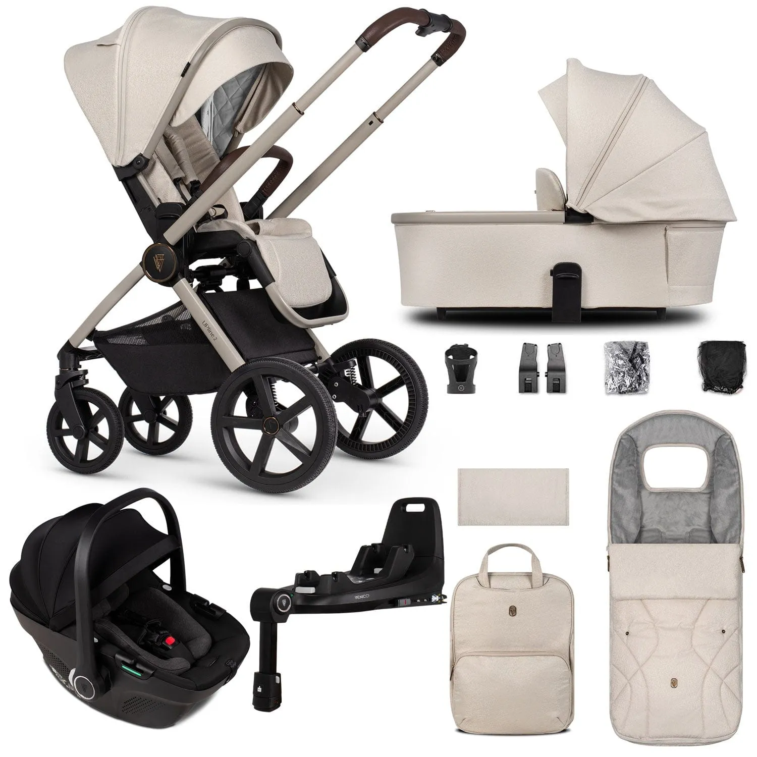 Venicci Tinum Upline 2 3 in 1 Travel System - Stone Beige