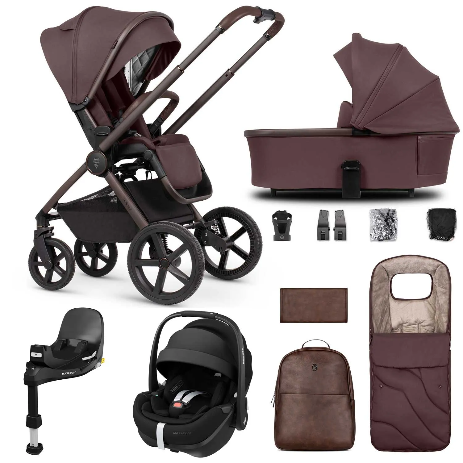 Venicci Tinum Upline 2 SE 3in1 Maxi-Cosi Travel System - Burgundy