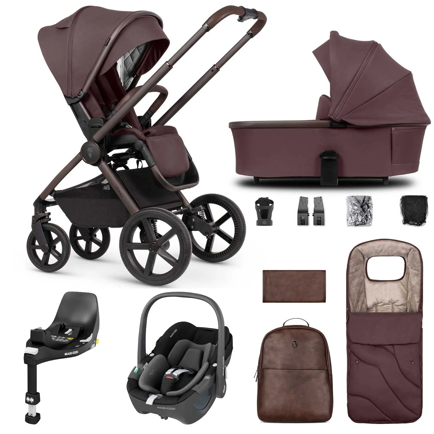 Venicci Tinum Upline 2 SE 3in1 Maxi-Cosi Travel System - Burgundy