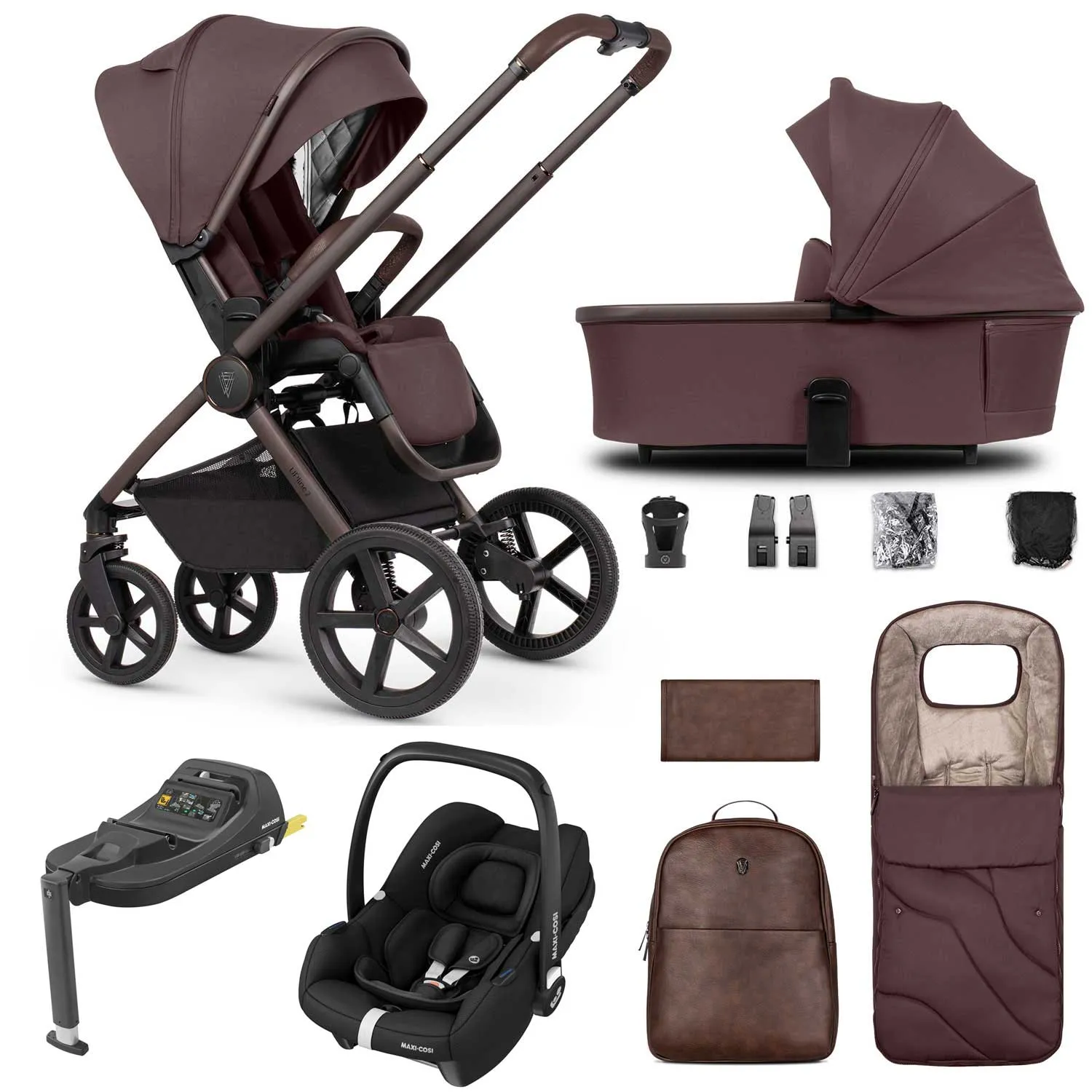 Venicci Tinum Upline 2 SE 3in1 Maxi-Cosi Travel System - Burgundy