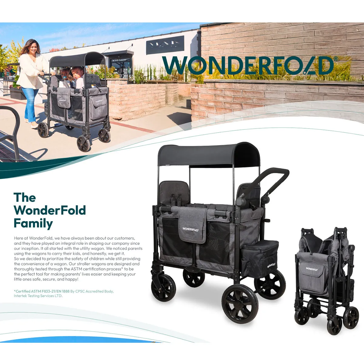 Wonderfold - W2 PRO Elite - Push Double Stroller Wagon