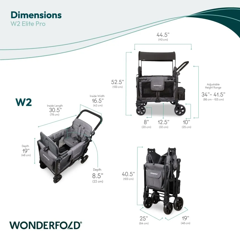 Wonderfold - W2 PRO Elite - Push Double Stroller Wagon