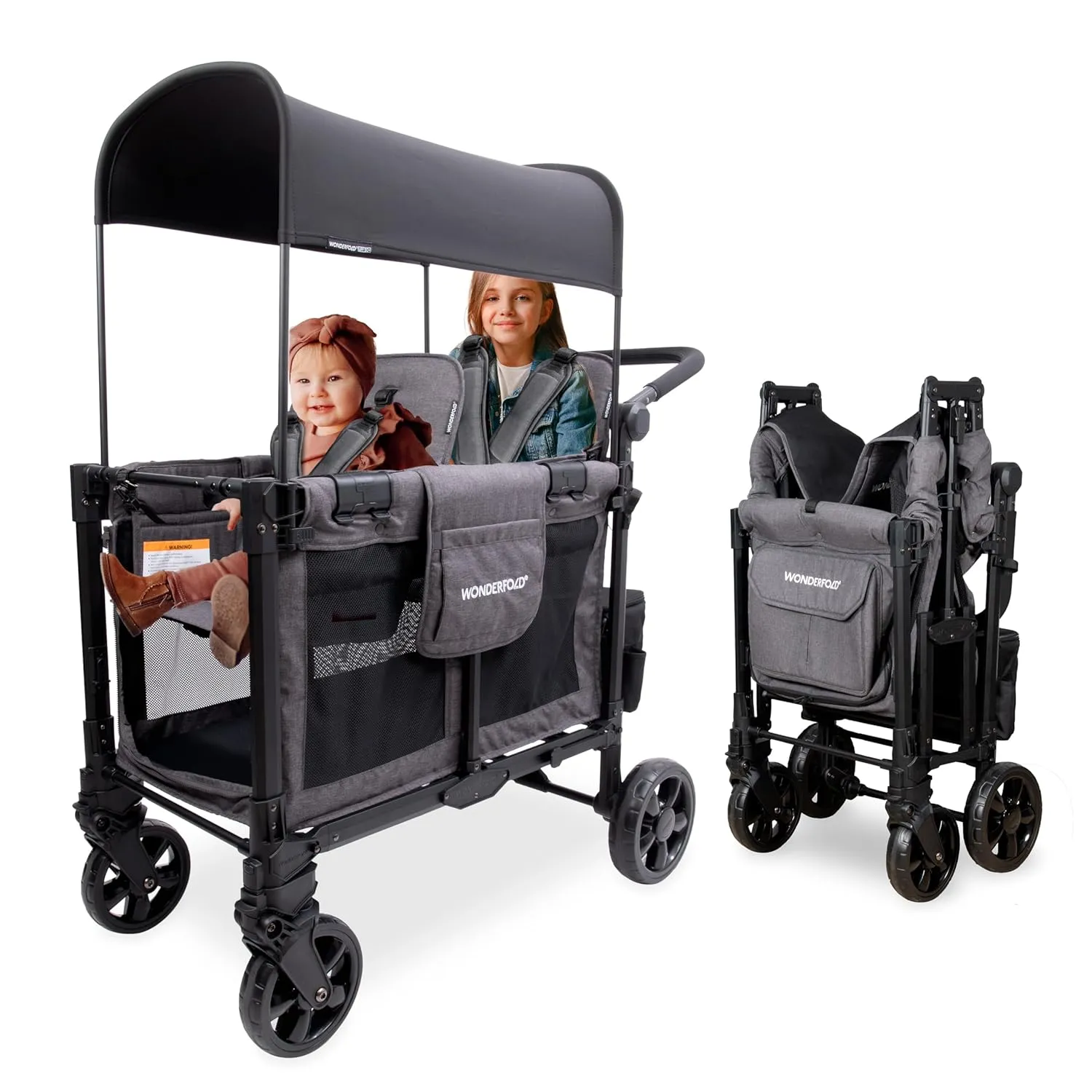 Wonderfold W4 ELITE Push Quad Stroller Wagon