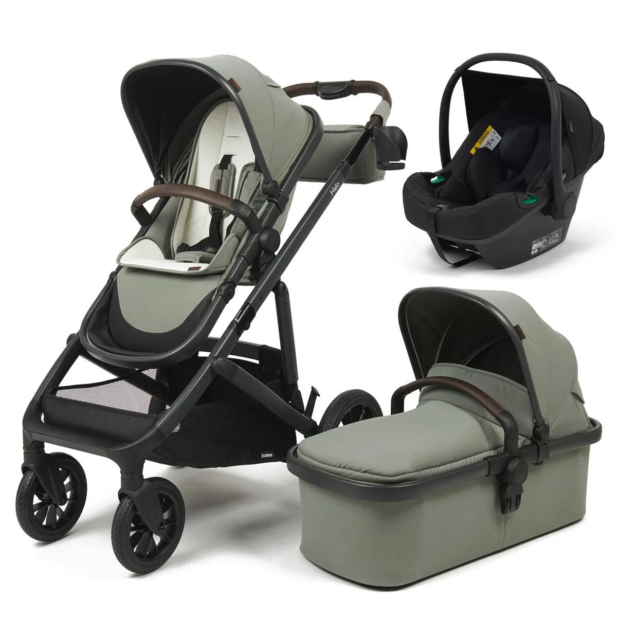 Zummi Halo - Single to Double Travel System   EnfaSafe Car Seat, Sage Green